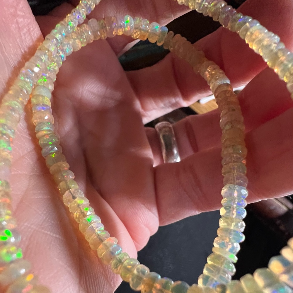ETHIOPIAN WELO OPAL 16” NECKLACE WITH 14K SECURITY CLASP - Picture 2 of 12